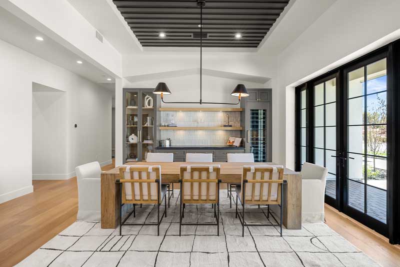 newly remodeled home dining area in open floor concept room