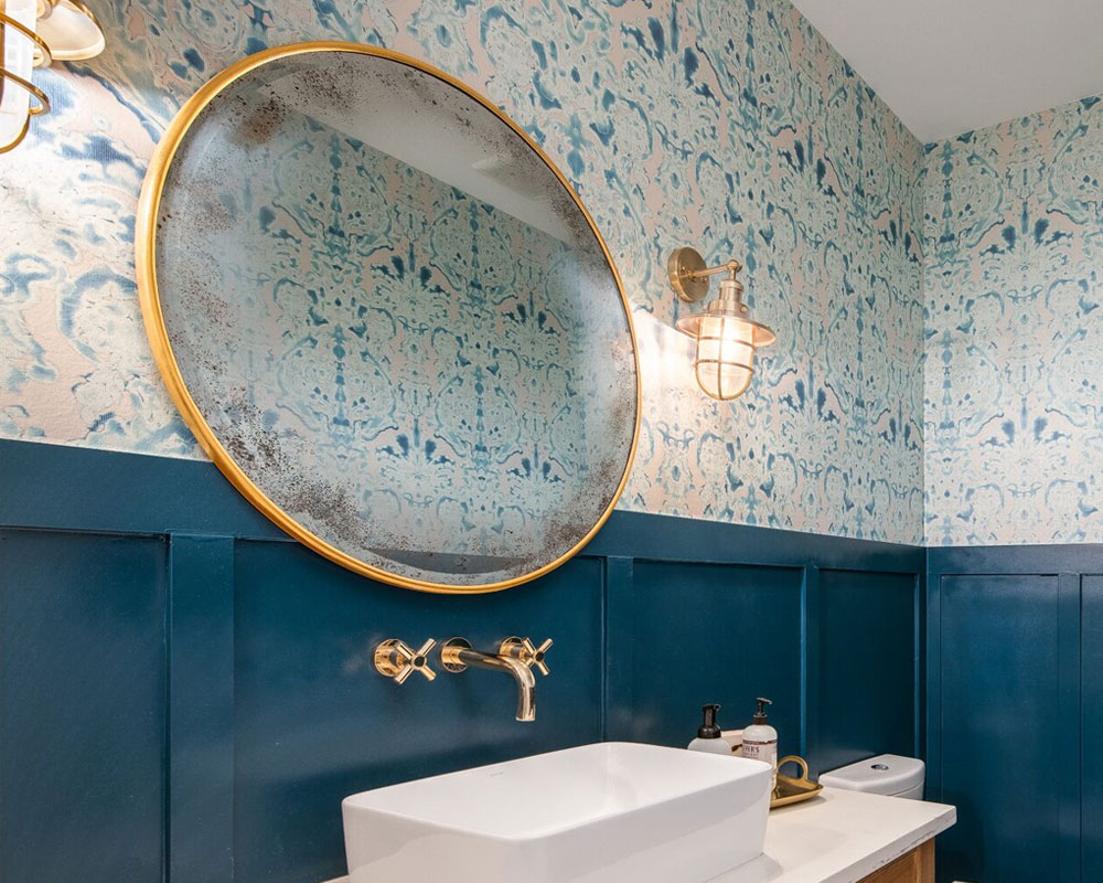 bathroom mirror and sink